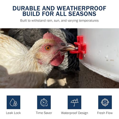 Noble Nest 5 Gallon Bucket Chicken Nipple Side Waterer, 5 Nipple, No Stand - color: No Stand, size: 5 Nipple, Side Waterer
