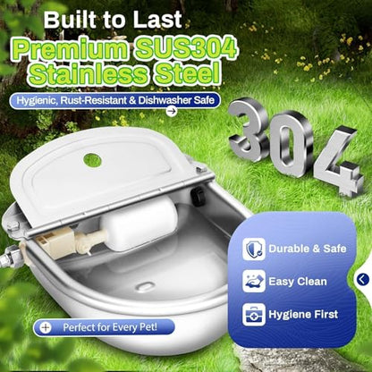 Automatic Animal Drinking Water Bowl with Float Valve, Extended Pipe, Stainless Steel Waterer Feeder Farm Dog Dispenser Kit Self Filling for Livestock Horse Goat Water Trough - size: 3L - 71" Hose