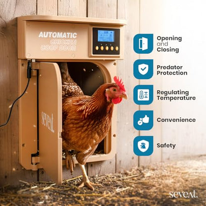 Automatic Chicken Coop Door | Remote Control | 6W Battery Powered with 4×AA Batteries | Auto & Manual Modes | Timer Sensor | 180° Opening Angle (Light Brown) - color: Light Brown