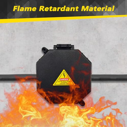 MIARALA Black Open Splice Junction Box (6 Pack), Splice Box Wire Electrical Junction Box with Cover V0 Flame Retardant Rating(Highest Level) - size: 6 pack