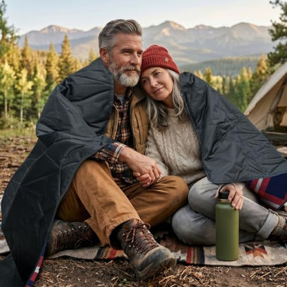 Large Outdoor Waterproof Blanket Extra Thick Fleece Stadium Blanket for Camping, Car, Pet, Picnics - Windproof, Wearable, Machine Washable 80" x 58" (Red Check) - color: Red Check
