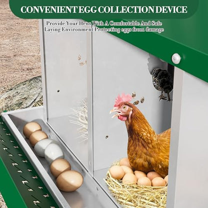 Chicken Nesting Box,10 Compartments Galvanized Steel Metal Chicken Laying Box with Roll Out Egg Collection,Wall Mount Chicken Nesting Boxes,Easy Egg Collection, Hen Roosting Boxes - color: Green, size: 10 Holes
