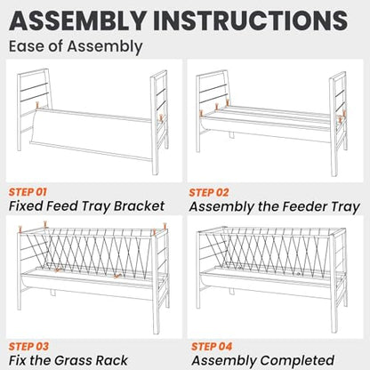 Goat Hay Feeder, 92 Gallons Large Capacity Goat Feeder, Stainless Steel Hay Feeder for Goats with Durable Frame, Deeper Feeding Pan for Goats, Sheep, Horse, Silver (Stainless Steels) - style: Stainless Steels