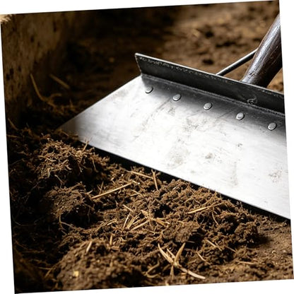 Heavy Duty Farm Cleaning Shovel and Metal Feces Scraper for Livestock Manure Removal, 38cm Manganese Steel Flat Shovel for Barn and Pasture Maintenance