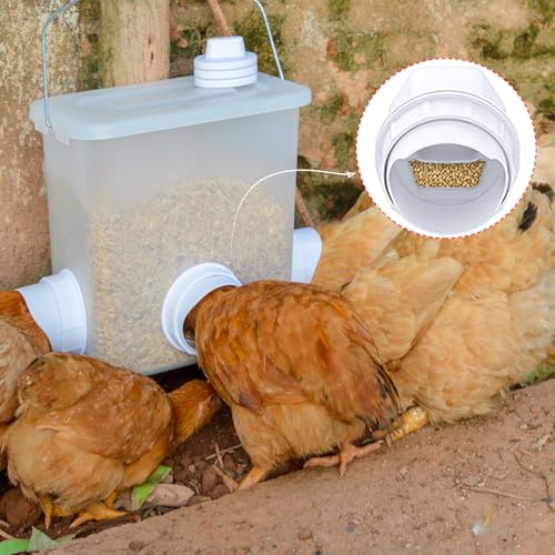 DIY Chicken Feeder Ports Rain Proof Gravity Feed Kits for Buckets, Bins, Troughs and More, 8 Ports - size: 8 port with holesaw