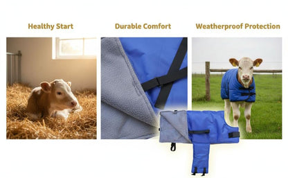 Calf Saver Coat, 34.3 x 27.6 in, Warm Windproof Calf Blanket with Soft Lining, Widened Design, Reflective Stripe, Abdomen Protection, Polyester Material for Calves