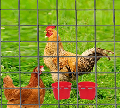 20 Pack Cage Cups Chicken Feeders Waterer Bird Water Cup Bunny Food Bowl Plastic Drinker Hanging Quail Dove Feeding Watering Dish Seed Container Coop Feeder for Parakeet Poultry Pigeon - color: Red 20 packs