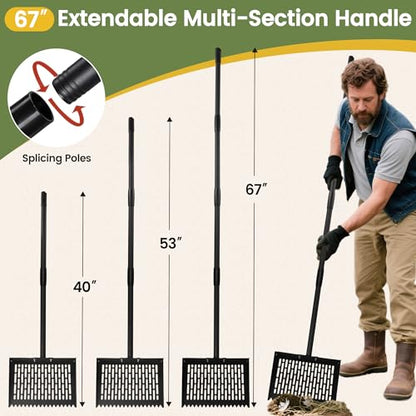 Alloy Steel Chicken Poop Scooper for Sand - 15.7” Extra Large Chicken Coop Scoop - Simplified Cleaning 40-67” Poop Scoop with Adjustable Handle - size: 15.7" Wide