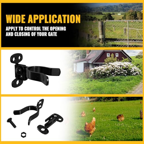 VIVIDA 1-3/8" Black Wall Mount Latch, Chain Link Flat Back Gate Latch for 1-3/8" Gate Frame, Mounts to Wooden Fence Post or Wall, Black Chain Link Fence Parts, 2 PCS - size: 1-3/8" (2 PCS)