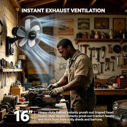 16" Solar exhaust chicken coop fan,wall mounted fan with remote,for outdoor gazebo patios Barn Garage,AC/Solar Dual Power, 90° Oscillating Cooling System