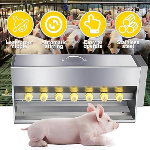 Stainless Steel Piglet Lactation Feeder, with Sound Source, Automatic Stirring Little Pig Milk Feeding Machine, for Lambs and Small Cattle, Prevent Piglet from Running Around 10 Nipples - size: 10 Nipples