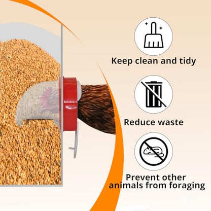Automatic Poultry Chicken Feeder No Waste Metal Large Capacity 30 lbs Feeders for Chickens Ducks, Geese Bantams Pheasants Coop Weatherproof (4-Port) - size: 4-Port