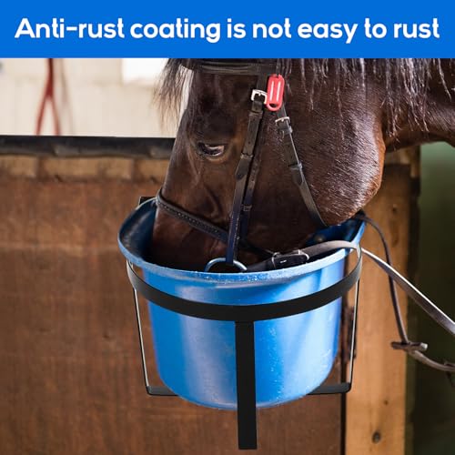 Teenyyou 4 Pcs Heavy Duty Metal Bucket Holder 5 Gallon Horse Water Feed Bucket Holder Pre Installed Pail Accessories Wall Mount Hang Organizer for Horse Stalls Barn Farmhouse Supplies