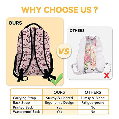 Pig Backpack Gifts, 16 Inch Cute Pig Bookbag Durable, Lightweight, Large Capacity, Funny Animal Backpack for School - color: Style-1