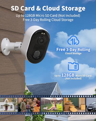 Security Cameras Wireless Outdoor, Battery Powered 2k Color Night Vision, AI Motion Detection, IP66 Weatherproof, 2-Way Talk, SD/Cloud Storage, 2.4Ghz WiFi Cameras for Home Security(with Solar Panel) - style: Solar Powered Cam