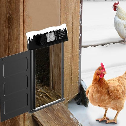 CCYLEZ Automatic Chicken Coop Door - Solar Powered with Timer & Light Sensor, Remote Control, 2000mAh Battery, AntiPinch Design, USB Charging, Wide Door