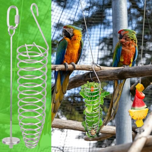 Mice Hanging Slow Feeder Vegetable Holders Stainless Steel Pets Cage Enrichment Foraging Toy for Ferret Bunny Squirrel Rat Parrot Bird (2PC)