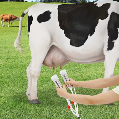 14L Electric Pulsation Milking Machine, Portable Vacuum Pump Milker with Adjustable Pressure Milk Bucket & Tube Cleaning Brushes, Farm Milking Equipment for Cows Goats (14L) - size: 14L
