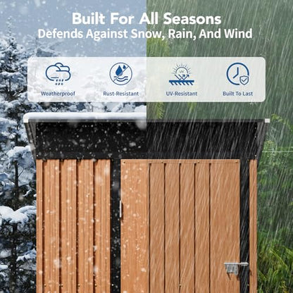 3x5FT Outdoor Storage Shed, Metal Garden Shed with Updated Frame Structure & Lockable Door, Large Tool Shed for Backyard, Patio,Lawn,Utility & Bike Storage - size: 3x5 FT (No Base)