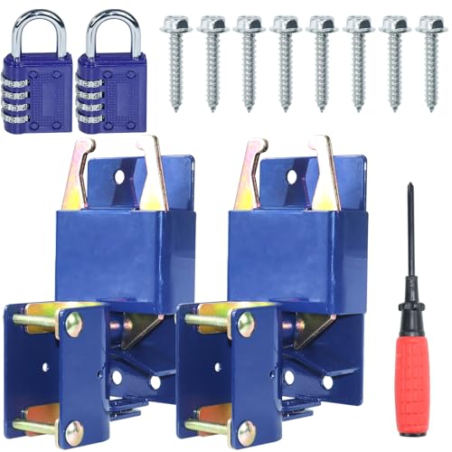 2 Pack Blue S16100100 Two Way Lockable Gate Latch with Hardware Kit, 4-Digit Combination Lock and Philips Screwdriver for Metal Gates with 1-5/8" to 2" Diameter Round Tubes - color: A04 2xLockable Gate Latch for 1-5/8" to 2" Tubes