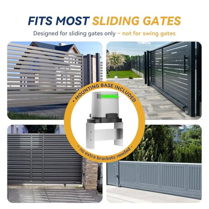 1300lbs Solar Sliding Gate Opener Chain Drive with Built-in Backup Battery, WiFi Remote Control, IR Sensor, Keypad, Automatic Gate Motor, Off-Grid Operation with Solar Panel