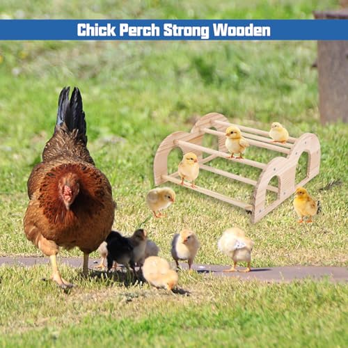 Double Layer Wooden Chicken Perch, Baby Chick Roosting Bars in Coop and Brooder, Chicken Toys, Coop Accessories for Large Bird - color: Double Layer Chick Perch