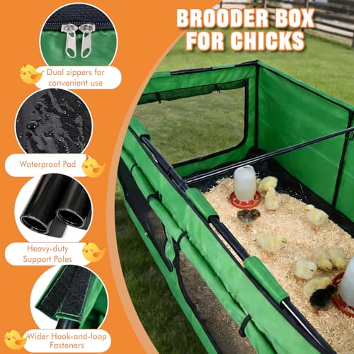 Tetuga Brooder Box for Chicks, Chicken Run Large Chick Starter Kit Portable Brooding Pen with Breathable Mesh & Waterproof Pad Outdoor Indoor Small Animal Enclosures for Chicken Duck Quail (Large)