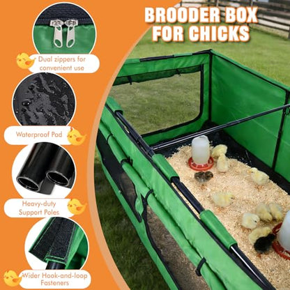 Tetuga Brooder Box for Chicks, Chicken Run Large Chick Starter Kit Portable Brooding Pen with Breathable Mesh & Waterproof Pad Outdoor Indoor Small Animal Enclosures for Chicken Duck Quail (Large)