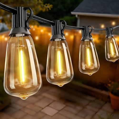 Outdoor String Lights, Waterproof Shatterproof Vintage Bulbs | 25FT Patio Lights, 10 bulbs, Dimmable & Connectable, 2700K Warm White, ideal for Balcony, Porch, Party & Indoor Decoration - size: 25FT-120V
