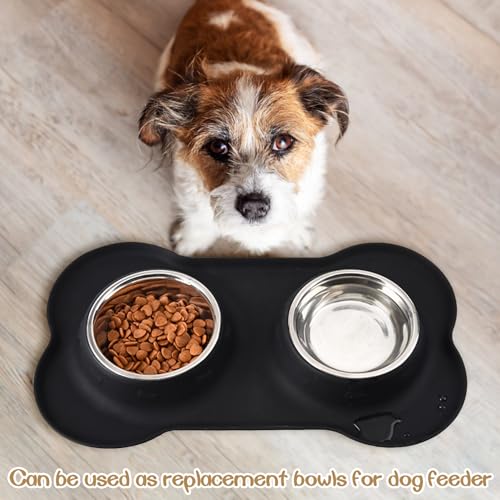 kathson 6 PCS Small Stainless Steel Dog Bowls, Replacement Metal Puppy Food Water Bowl Set Suit for Indoor Outdoor, Pet Feeding Dish for Small Animals Kitten, Dishwasher Safe (5.5 in) - size: 5.5 in dia.
