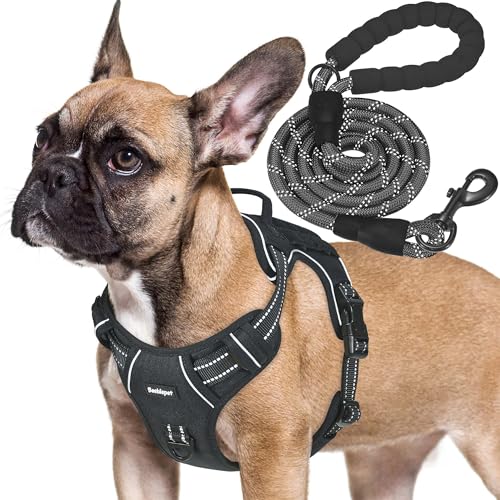 Beebiepet Heavy Duty Tactical Dog Harness for Small Dogs, No Pull Adjustable Pet Harness Reflective Service Training Easy Control Pet Vest Military K9 Working Dog Harnesses- Medium, Black - color: Black, size: Medium