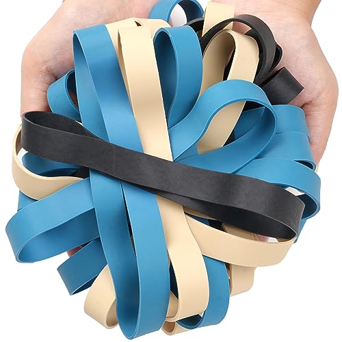 AIWOQI Rubber Bands Size#107 Heavy Duty Big Wide rubber band 30PCS Elastic Bands for Office Supply Trash Can File Folders Litter Box Rubber Bands (Black,blue,light brown) - color: Black,blue,light brown