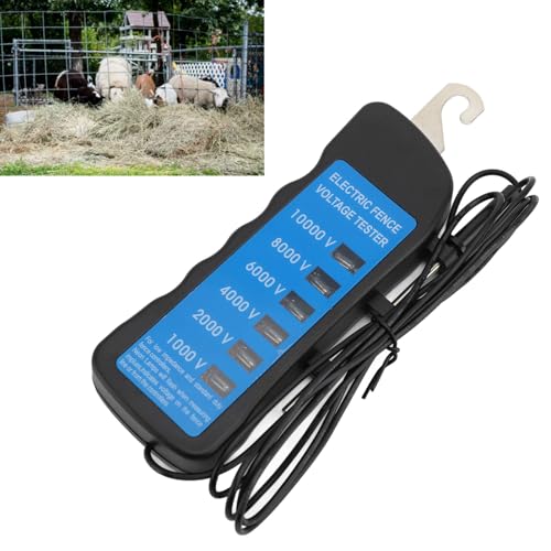 Electric Fence Tester,Portable Electric Fence Tester Fence Voltmeter, Digital Electric Fence Tester 12 KV with 8 Indicator Lights for Farms