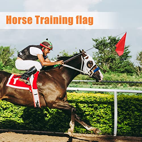 5Pcs Horse Training Flag and 55in Telescoping Pole with Hook for Lunging, Retractable Horse Training Equipment Flag with Clips