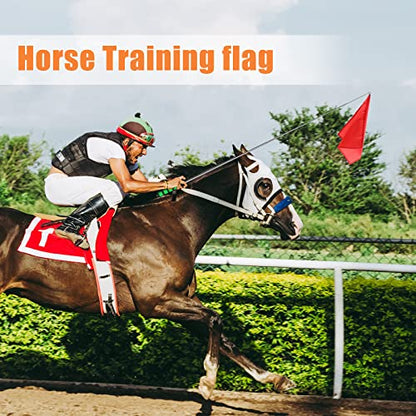 5Pcs Horse Training Flag and 55in Telescoping Pole with Hook for Lunging, Retractable Horse Training Equipment Flag with Clips