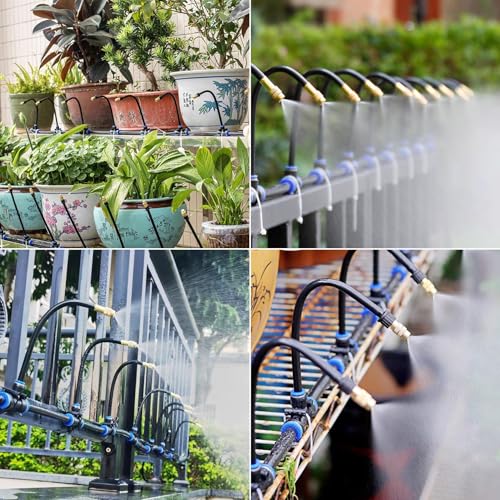 49.21Ft Drip Irrigation System, 360° Bendable Drip Irrigation Kit Automatic Irrigation System for Garden, Adjustable Garden Watering Misting System for Greenhouse, Yard, Lawn, Plant - size: 49.21Ft