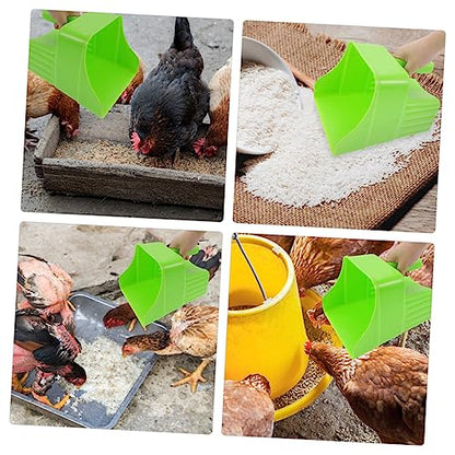 VANZACK 2Pcs Heavy Duty Plastic Poultry Feed Shovel for Farm and Garden Large Feeding Scoop Enclosed Handle for Livestock and Poultry