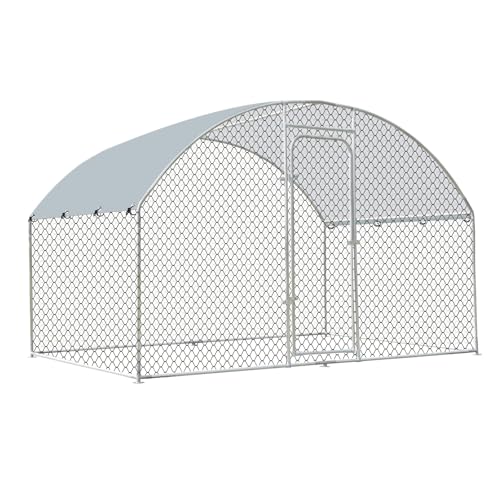 Chicken Coop Large Metal Chicken Run for 6/10 Chickens Poultry Cage with Waterproof Cover for Duck Walk-in Chicken Pen for Yard 9.8'W x 4.9'L x 6.4'H - size: 117.6"L x 59.0"W x 76.8"H