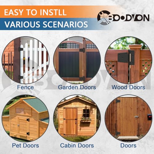 3.5 Inch Heavy Duty Gate Hinges, Extra Thick Black Shed Barn Door Hinges for Wooden Fences, Yard Gate, Vinyl Fence Gate, Garage, Gate Door Hinges for Indoor Outdoor(2 Pack)