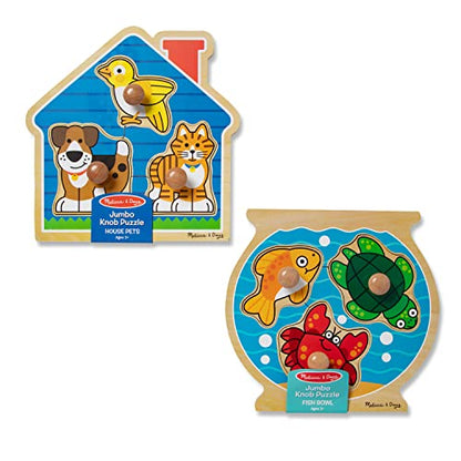Melissa & Doug Animals Jumbo Knob Wooden Puzzles Set - Fish and Pets - style: Fish & Pets
