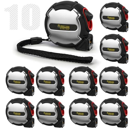 10Pack 10FT Tape Measure, Small Retractable Measuring Tape, Mini Tape Measure with Metric/Inch, Dual Sided, Magnetic Hooks, Rubber + Stainless Steel Case, for Home, Construction & DIY (10ft 10pack) - size: 10ft 10pack