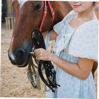 Kisangel Comfortable Padded Horse Halter and Rope for Equestrian Training Adjustable and Breakaway Equestrian Training