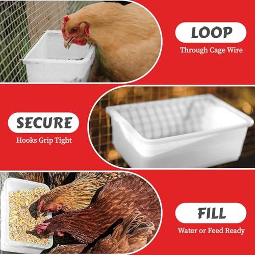 My Favorite Chicken Cage Cup 27oz – Hanging Chicken Feeder & Hanging Chicken Waterer for Chick, Quail, Duck, Parakeet – Small Poultry Waterer & Feed Dish – Cage & Coop Accessories - color: White