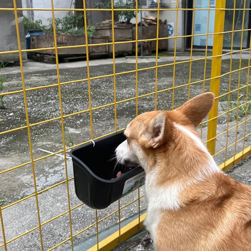 2PCS Hanging Feeder, Hay Feeder Wall Mount, Fence Feed Trough Thick PP Fence Hanging Chicken Feeder for Duck Piglets Goose Turkeys Goat Pig (Black)