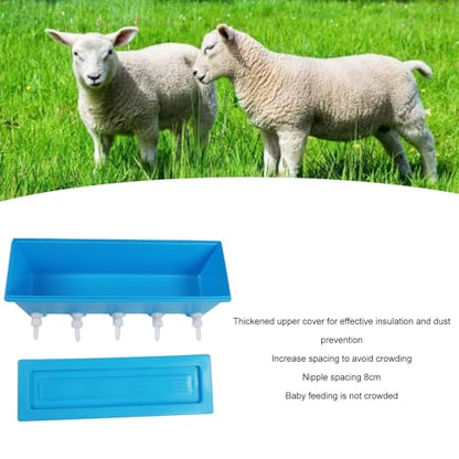8L Animal Milk Feeder, 20.5 X 6.5 X 6.7in Farm Livestock Breeding Feeder with 5 Nipples, Livestock Feeding Tool for Sheep, Pigs, Puppies