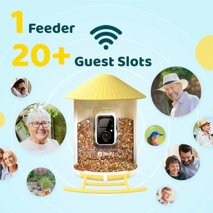 NETVUE by Birdfy AI Smart Bird Feeder with Camera, AI Auto Capture Each Bird Visit & Identify 6000+ Species, Cloud Store & Live Birdwatching, Ideal Gift (Yellow) - color: Yellow, style: AI