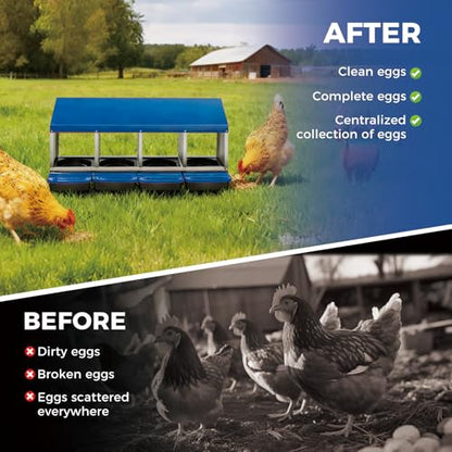 4 Compartments Chicken Nesting Box – Roll Away Metal Egg Laying Boxes with Lid Cover, Easy Egg Collection & Ventilated Design for Hens, Ducks – Durable Hen Roosting Box for Coop