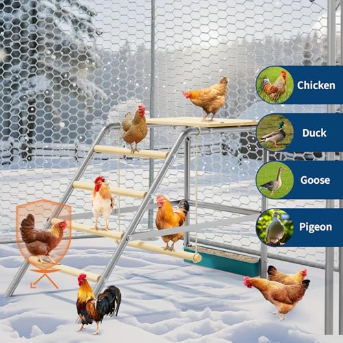 Free-Standing Chicken Perch, Chicken Roosting Bars with Removable Swing and Food Box for Backyard Farm, Chicken Perch for Coop, 37.4" L x 18.9" W x 28" H - size: 37.4"L x 18.9"W x 28"H