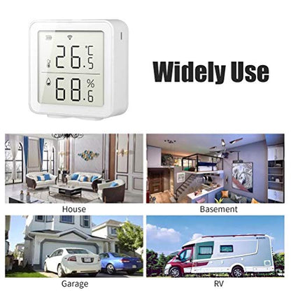 Pssopp Smart Temperature Humidity Monitor Wireless Thermometer Hygrometer with Remote Monitoring Alarms for Indoor Outdoor Beekeeping Greenhouse Farm (White)