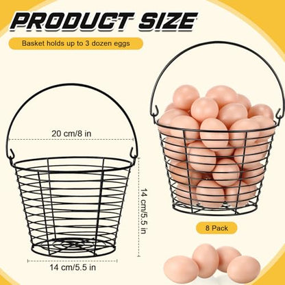 Tandefio 8 Pcs 8" Egg Basket for Storage Collecting Carrying and Transporting Chicken and Duck Eggs, Farm Grade Wire Storage Basket